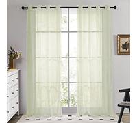 Deconovo Net Curtains for Windows, Semi Transparent Eyelet Voile Curtains for Living Room, Window Bedroom Sheer Panels, 55 x 96 Inch(Width x Length), Matcha Green, 1 Pair