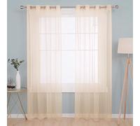 Deconovo Net Curtains for Windows, Semi Transparent Eyelet Voile Curtains for Living Room, Window Bedroom Sheer Panels, 55 x 96 Inch(Width x Length), Peach Pink, 1 Pair