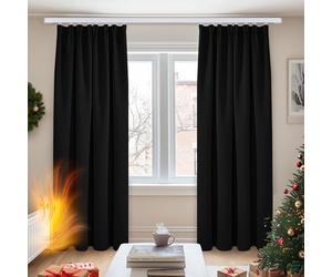 Deconovo Noise Reducing Thermal Insulated Black out Curtains Pencil Pleat Blackout Curtains for Boys Living Room Black W55 x L82 Inch 2 Panels