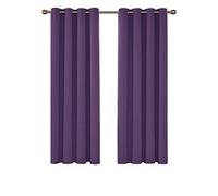 Deconovo Noise Reduction Thermal Insulated Blackout Eyelet Curtains for Baby Nursery & Living Room, Purple Grape, W52 x L84 Inch, 2 Panels