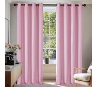 Deconovo Nursery Curtains Short Curtains Thermal Insulated Blackout Curtains Wide Ring Top Curtains for Bedroom 52"x 54" Pink 1 PAIR