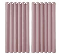 Deconovo Opaque Blackout Eyelet Curtains, 229 x 229 cm, Light Pink, Set of 2