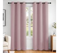 Deconovo Opaque Blackout Eyelet Curtains, 242 x 107 cm, Light Pink, Set of 2
