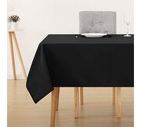 Deconovo Oxford Decorative Water Resistant Wipeable Table Cover Rectangle Tablecloth for Halloween Decorations 132x178cm(52x70in) Black