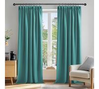 Deconovo Pencil Pleat Blackout Curtains Bedroom, Thermal Insulated Energy Saving Tape Top Curtains, Super Soft Black Out Curtains, 90 x 108 Inch, Turquoise, Two Panels