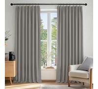 Deconovo Pencil Pleat Blackout Curtains, Thermal Curtains for Living Room Bedroom, Energy Saving Window Panels OEKO-TEX, 46 x 90 Inch, Dove Grey 2 Panels