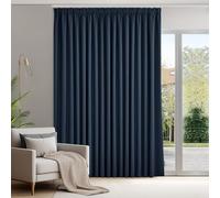 Deconovo Pencil Pleat Blackout Curtains, Thermal Insulated Door Curtain, Noise Reducing Room Darkening Drapes for Bedroom, 110 x 96 Inch, Navy Blue, 1 Panel