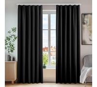 Deconovo Pencil Pleat Curtains Energy Saving and Noise Reducing Thermal Insulated Curtains Blackout Curtains for Living Room W55 x L69 Inch 2 Panels Black