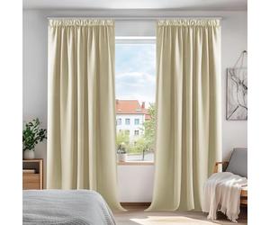 Deconovo Pencil Pleat Window Treatment Thermal Insulated Curtains Room Darkening Curtains for Living Room Beige W55 x L69 Inch 2 Panels