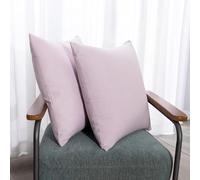 Deconovo Rectangular Cushion Covers, Faux Linen Throw Pillow Cases for Livingroom Sofa with Invisible Zipper, 12x20 Inch, Set of 2, Baby Pink