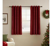 Deconovo Red Velvet Curtains Christmas Soft Eyelet Bedroom Curtains Thermal Insulated Elegent Room Darkening Drapes 66 x 54 Inch Wine Red One Pair