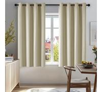 Deconovo Room Darkening Curtains Beige Super Soft Window Treatment Thermal Insulated Eyelet Curtains for Kitchen 46 x 54 Inch 2 Panels