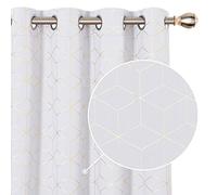 Deconovo Room Darkening Curtains, Noise Reduction Eyelet Curtains, Gold Diamond Printed Thermal Insulated Curtains for Baby Nursery, 55 x 54 Inch(Width x Length), Silver Grey, One Pair