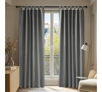 Deconovo Room Darkening Curtains Thermal Insulated Window Treatment Energy Efficiency Soft Pair Curtains Tab Top Blackout Curtains for Living Room 55 x 114 Inch Light Grey Set of 2
