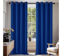 Deconovo Room Darkening Curtains Thermal Insulated Window Treatment Energy Efficiency Soft Pair Curtains Blackout Curtains for Living Room 55 x 114 Inch Blue Set of 2