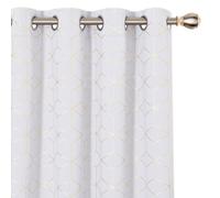 Deconovo Room Darkening Eyelet Thermal Insulated Curtains, Gold Diamond Printed Curtains, W46 X L54 Inch, Silver Grey, One Pair