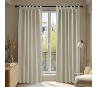Deconovo Room Darkening Tab Top Curtains Thermal Insulated Window Treatment Energy Efficiency Soft Pair Curtains Blackout Curtains for Living Room 55 x 114 Inch Light Beige Set of 2