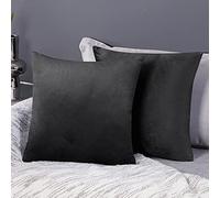 Deconovo Set of 2 Crushed Velvet Cushion Covers 45cm x 45cm 18x18 Inches Throw Pillowcases Square Pillow Covers for Sofa with Invisible Zipper Dark Grey