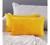 Deconovo Set of 2 Cushion Covers 30 x 50 cm Velour Pillow Case Yellow Serin Cushion Cover Cheap