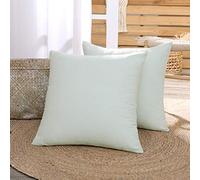 Deconovo Set of 2 Functionl Faux Linen Square Cushion Covers Throw Pillow Covers Plain Cushion Covers for Bedroom Pastel Blue 18"x18"(45cmx45cm)