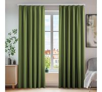 Deconovo Set of 2 Living Room Curtains, Modern Kitchen Design, Thermal Ruffle Tape, Anti-Cold, Children's Bedroom, Grass Green, 140 x 210 cm, Anti-Heat Blackout
