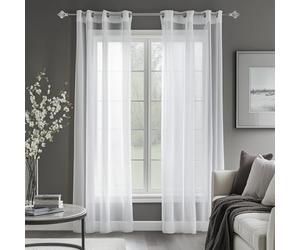 Deconovo Set of 2 Living Room Curtains with Eyelets Linen Effect Christmas Children's Voile Window 140 x 240 cm White