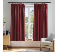 Deconovo Set of 2 Modern Living Room Curtains 50% Blackout Kitchen Thermal Anti-Cold Insulation Ruffle Tape 117 x 138 cm Dark Red