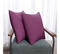 Deconovo Set of 2 Rectangular Cushion Covers, Faux Linen Throw Pillow Cases for Livingroom Sofa with Invisible Zipper, 12x20 Inch, Purple