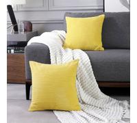 Deconovo Set Of 2 Super Soft Corduroy Cushion Covers Yellow 20"x20"