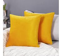 Deconovo Set of 2 Velvet Cushion Covers 50 x 50 cm Serin Yellow