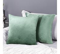 Deconovo Set of 2 Velvet Cushion Covers 65 x 65 cm Light Green