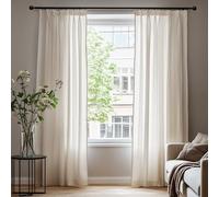 Deconovo Sheer Curtains for Windows, Linen Look Voile Curtains, Pencil Pleat Voile Panels for Living Room, W55 x L73 Inch, Linen, 1 Pair