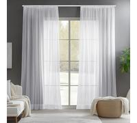 Deconovo Sheer Curtains Pencil Pleat Solid Voile Curtains Super Soft Sheer Curtains Semi Transparent Net Voile Curtains for Multi-purpose Rooms White 52 x 63 Inch 2 Panels