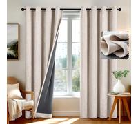 Deconovo Soft 100% Blackout Curtains Faux Linen Look Window Treatment Windproof Eyelet Thermal Curtains with TPU Coating for Bedroom, Linen, W46 x L54 Inch 2 Panels