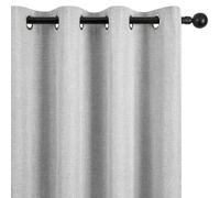 Deconovo Soft 100% Blackout Curtains with TPU Coating 90 Inch Drop Faux Linen Look Ring Top Long Thermal Insulated Curtains for Living Room, Light Grey, 46 x 90 Inch 2 Panels