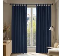 Deconovo Soft Solid Tab Top Curtains Thermal Insulated Blackout Curtains for Boys Bedroom 140x175cm Navy Blue ONE Pair