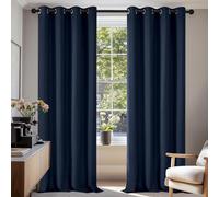 Deconovo Soft Solid Thermal Insulated Blackout Curtains for Boys Bedroom Eyelet 55x79 Inch Two Panels Navy Blue
