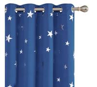 Deconovo Soft Star Foil Printed Blackout Curtains Thermal Insulated Curtains Eyelet Energy Efficiency Room Darkening Curtains for Bedroom 66 x 90 Inch Blue 2 Panels