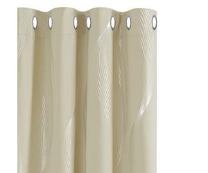 Deconovo Soft Wave Line Foil Printed Blackout Curtains Thermal Insulated Curtains Eyelet Energy Efficiency Room Darkening Curtains for Bedroom 46 x 72 Inch Beige Two Panels