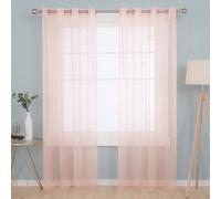 Deconovo Soild Eyelet Semi Transparent Net Curtains Super Soft Voile Curtains Decorative Sheer Curtans 55 X 54 Inch Pink 2 Panels