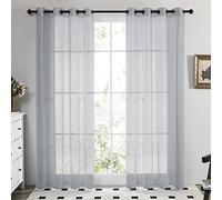 Deconovo Soild Eyelet Semi Transparent Net Curtains Super Soft Voile Curtains Decorative Sheer Curtans 55 x 94 Inch Grey 2 Panels