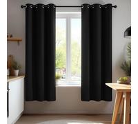 Deconovo Solid Curtains Ring Top Curtains Thermal Insulated Blackout Curtains for Bedroom 140x180cm Black 2 Panels