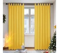 Deconovo Solid Curtains Tab Top Blackout Curtains Window Treatments Thermal Insulated Curtains for Living Room Lemon Yellow W55 x L79 Two Panels