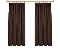 Deconovo Solid Curtains Thermal Insulated Tape Top Blackout Curtains for Boys Room 66 x 54 Chocolate One Pair