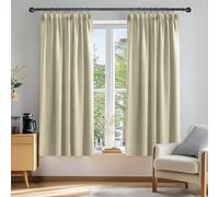 Deconovo Solid Curtains Thermal Insulated Tape Top Room Darkening Curtains for Boys Room 66 x 54 Beige 2 Panels