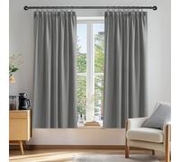 Deconovo Solid Pencil Pleat Curtains for Bedroom Thermal Insulated Tape Top Blackout Curtains 66 x 54 Light Grey 2 Panels
