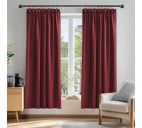 Deconovo Solid Pencil Pleat Curtains Thermal Insulated Tape Top Blackout Curtains for Bedroom 46 x 72 Red 2 Panels