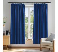 Deconovo Solid Pencil Pleat Curtains Thermal Insulated Tape Top Blackout Curtains for Bedroom 46 x 72 Blue 2 Panels