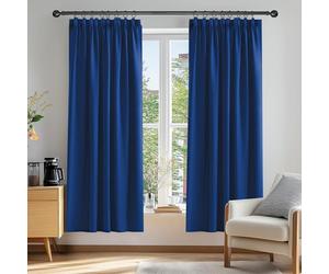 Deconovo Solid Pencil Pleat Curtains Thermal Insulated Tape Top Blackout Curtains for Bedroom 46 x 72 Blue 2 Panels