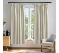 Deconovo Solid Super Soft Thermal Insulated Pencil Pleat Room Darkening Curtains for Children 46 x 72 Inch Light Beige 2 Panels